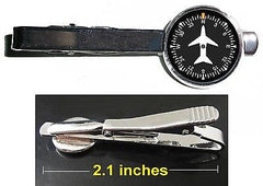 Airplane Airline Pilot Cockpit Gauge Tie Clip Clasp Bar Slide Silver Metal Shiny , Private Aircraft - n/a, Final Score Products
