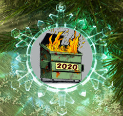 2020 Dumpster Fire Snowflake Multi Blinking Lit Holiday Christmas Tree Ornament