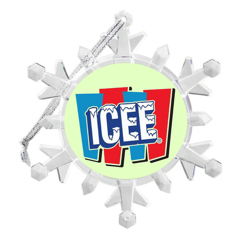 ICEE Retro Drink Snowflake Colored Blinkng Light Holiday Christmas Tree Ornament