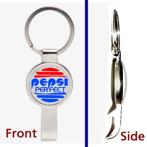 Back To The Future Pepsi Perfect Pennant Keychain silver tone secret bottle opener