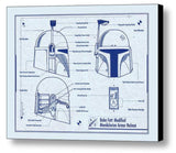 Framed Star Wars Boba Fett Helmet  Schematics Diagram Blueprint Plans , Posters, Prints & Pictures - Artist Paul Van Scott, Final Score Products