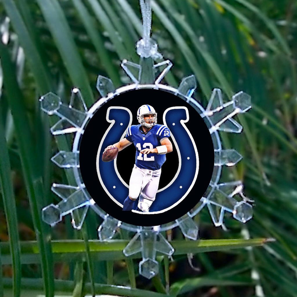 Indianapolis Colts Andrew Luck Snowflake Blinking Light Holiday Holiday Christmas Tree Ornament