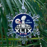 New England Patriots Super Bowl 49 Blinking Light Holiday Holiday Christmas Tree Ornament , Sports Collectibles - Final Score Products, Final Score Products
 - 1