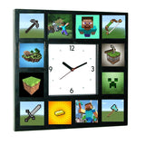 Minecraft Clock w/ 12 Pictures of Steve, Axe, Gold, Sword, Bow, Creeper available Glow In The Dark , clock - Final Score Products, Final Score Products
 - 1