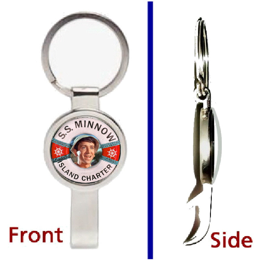 Gilligan's Island SS Minnow  Pendant or Keychain silver tone secret bottle opener