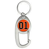 Dukes Of Hazzard Car number 01 Premium Brushed Silver Carabiner Keychain