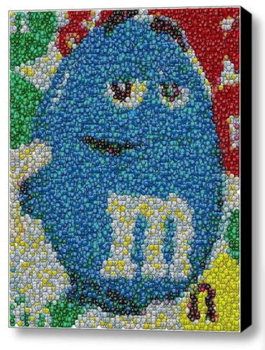 Framed Blue MM M&Ms guy mosaic 9X11 inch Limited Edition Art Print Framed Blue MM M&Ms guy mosaic 9X11 inch Limited Edition Art Print
