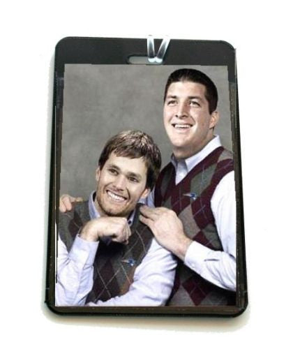 funny gag Tim Tebow Tom Brady New England Patriots Luggage or Book Bag Tag , Football-NFL - n/a, Final Score Products
 - 1