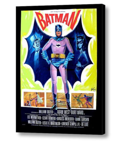 1966 French Batman Movie Poster 18 X 24 Stretched Canvas Print