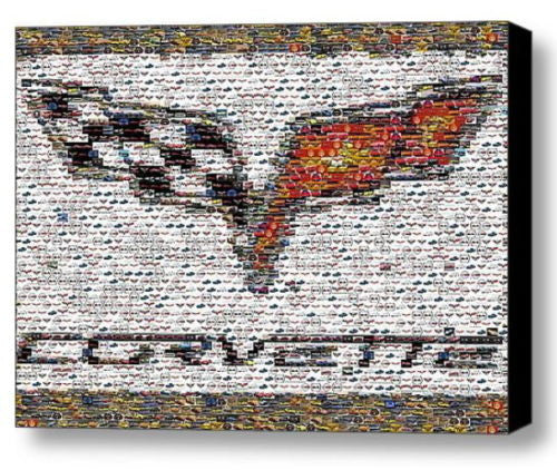 Framed Chevy Corvette logo Mosaic 9X11 inch Limited Edition Art Print w/COA