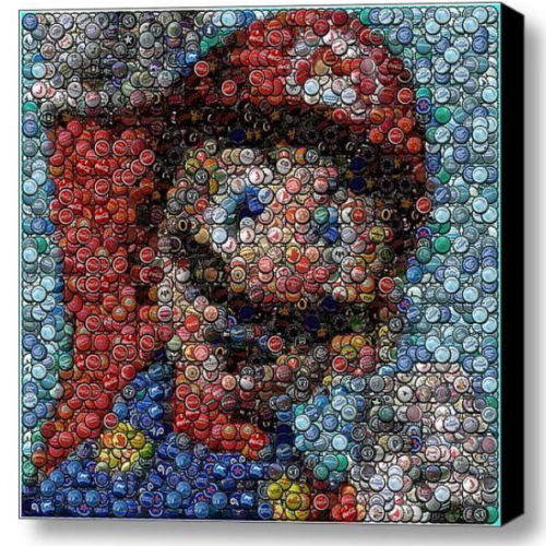 Amazing Framed Nintendo super Mario Bottlecap mosaic print Limited Edition w/COA
