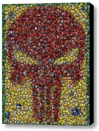 Amazing Framed Punisher Skull Bottlecap mosaic print LIMITED EDITION emblem 9X11