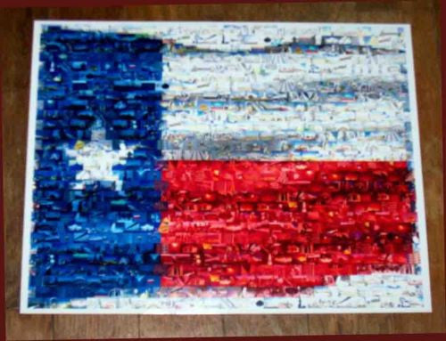Amazing TEXAS flag State Montage limited edition print