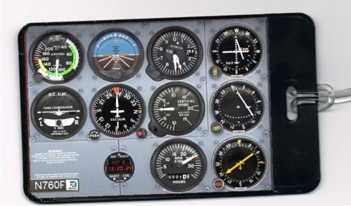 Cessna Airplane Cockpit Control Dials Panel Luggage or Book Bag Tag