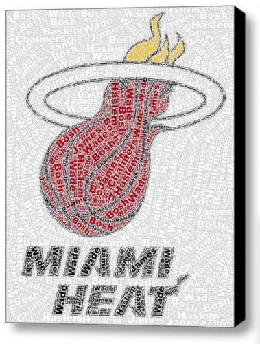 COOL Miami Heat 5 starters name Mosaic Framed 9X11 Limited Edition Art w/COA