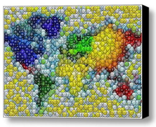 Framed M&Ms colorful World Map Candy incredible Mosaic candies , Other - n/a, Final Score Products
 - 1