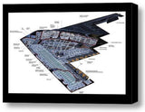 Framed Stealth Bomber Fighter War Plane 9X11 Inch Schematics Diagram Plans , Reproductions - n/a, Final Score Products
 - 1