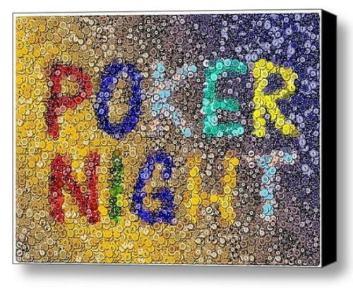 INCREDIBLE Framed Poker Night 9X12 inch Casino Poker Chip Mosaic Art Print