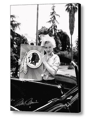 Framed Marilyn Monroe holding Washington Redskins faux signed autograph