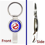 retro Ghostbusters symbol Pennant or Keychain silver tone secret bottle opener , Keyrings - n/a, Final Score Products
