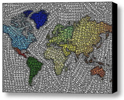 Peace Love Happines World Map Mosaic INCREDIBLE Framed 9X11 inch Limited Edition , World - n/a, Final Score Products
