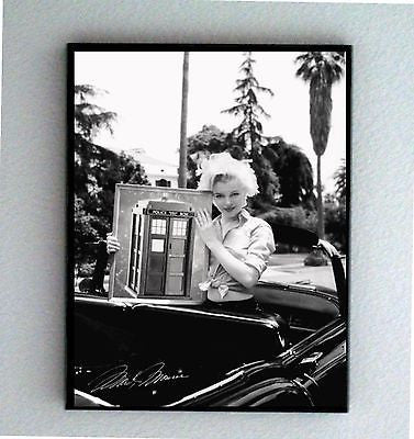 Framed Marilyn Monroe holding Doctor Dr. Who Tardis with faux signed autograph