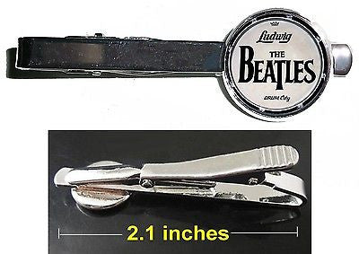 The Beatkes Ludwig Drum Kit logo Tie Clip Clasp Bar Slide Silver Metal Shiny