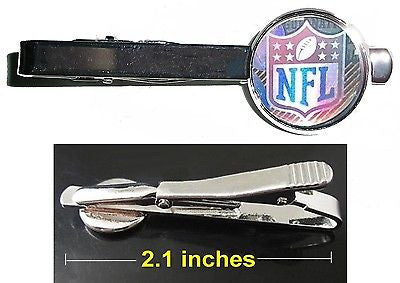 NFL football Hologram Tie Clip Clasp Bar Slide Silver Metal Shiny