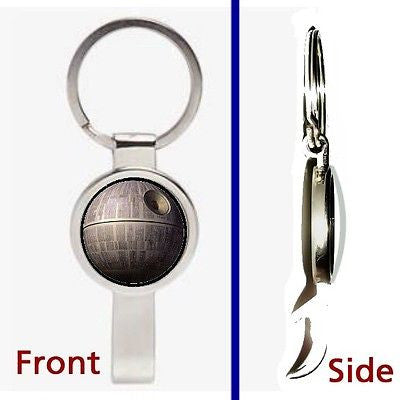Star Wars Death Star Pennant or Keychain silver tone secret bottle opener