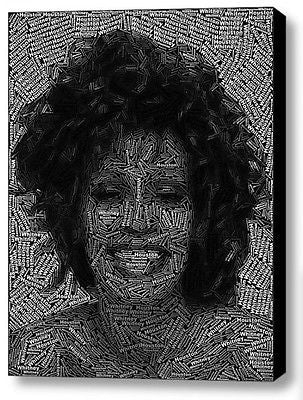 Abstract Whitney Houston Word Mosaic INCREDIBLE Framed 9X11 Limited Edition