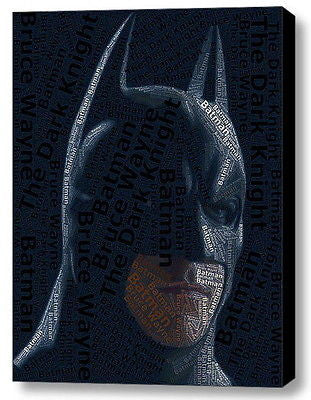 Batman Dark Knight Word Mosaic INCREDIBLE Framed 9X11 Limited Edition Art w/COA , Prints - n/a, Final Score Products
