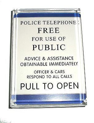Dr. Who Tardis Police Sign Acrylic Executive Display Piece or Desk Paperweight