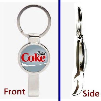Diet Cike Pendant or Keychain silver tone secret bottle opener