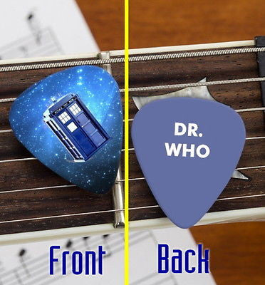 Set of 3 Dr. Who Tardis premium Promo Guitar Pick Pic