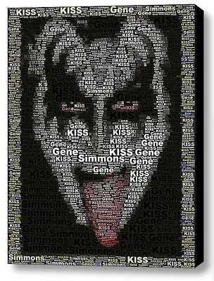 KISS Gene Simmons Word Mosaic WOW Framed 9X11 inch Limited Edition Art w/COA