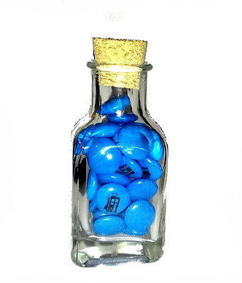 Dr. Who glass bottle with Tardis Chocolate Mint Candies