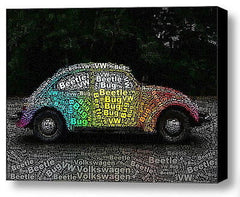 Volkswagen VW Bug Beetle Word Mosaic wild Framed 9X11 Limited Edition Art w/COA , Volkswagen - n/a, Final Score Products
