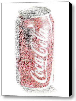 Coca-Cola Coke Can Word Mosaic INCREDIBLE Framed 9X11 Limited Edition Art w/COA