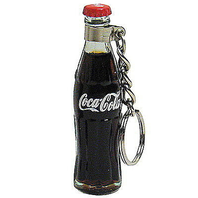mini real glass Coke Coca-Cola full bottle with red cap key chain keyring