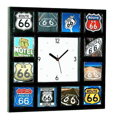 classic historic Route 66 sign Clock with 12 Rt. Sixty Six signs