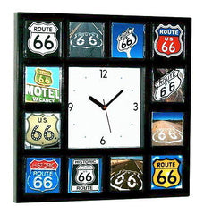 classic historic Route 66 sign Clock with 12 Rt. Sixty Six signs , Signs - n/a, Final Score Products

