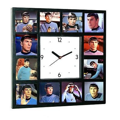 Limited Edition Glow In The Dark  Star Trek faces of Leonard Nimoy Spock logical Clock with 12 pictures