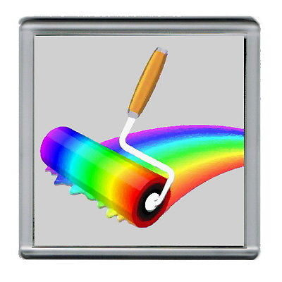 Rainbow Paint Roller Coaster 4 X 4 inches , Coasters - n/a, Final Score Products
