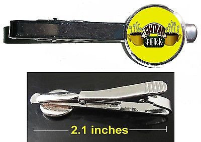 Friends TV show Central Perk Tie Clip Clasp Bar Slide Silver Metal Shiny