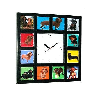 Dachshund Weiner Dog Clock with 11 pictures puppy adult