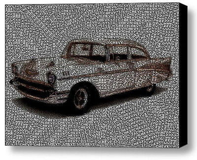 57 Chevy Chevrolet Word Mosaic INCREDIBLE Framed 9X11 Limited Edition Art w/COA