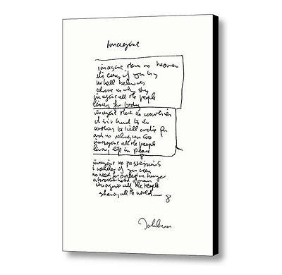 Framed John Lennon facsimile hand written Imagine Signed Lyrics 8.5X11 inchPrint