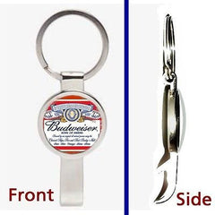 classic Budweiser Beer retro Pendant  Keychain silver tone secret bottle opener , Other - n/a, Final Score Products
