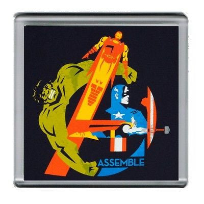 Assemble Avengers Hulk Capt. America Iron Man Coaster 4 X 4 inches
