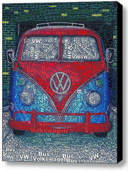 Volkswagen VW Bus Van Word Mosaic wild Framed 9X11 Limited Edition Art w/COA , Volkswagen - n/a, Final Score Products
